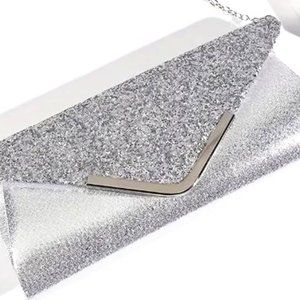 P596-Silver & Rhinestone Evening Clutch/Shoulder Bag